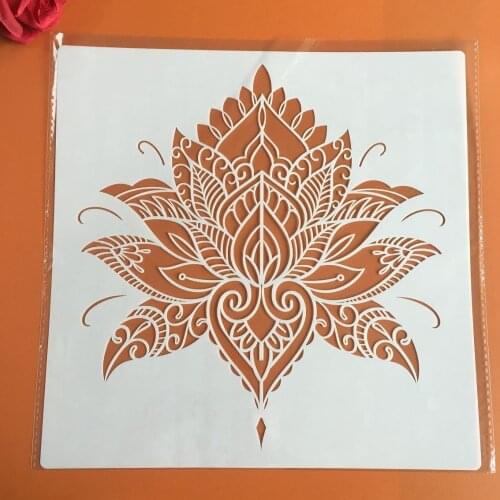30 * 30cm size diy craft Buddhist lotus mold for painting stencils stamped photo album embossed paper card on wood, fabric,wall