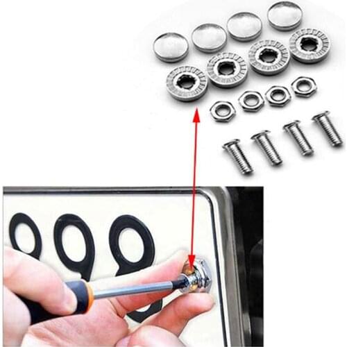 4Pcs/Set Chrome Anti-theft Screws Car License Plate Bolts Frame Screws