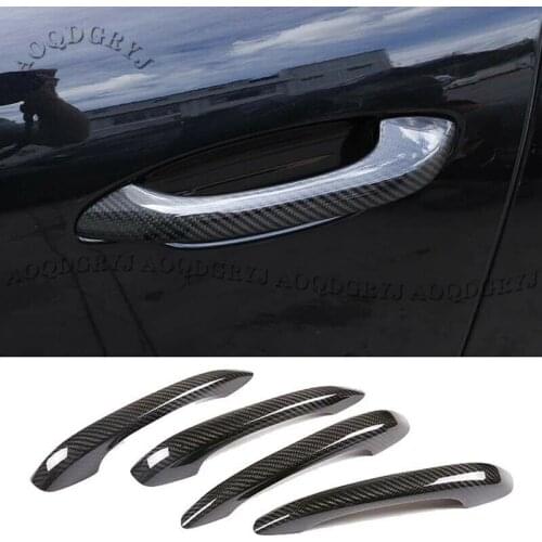 For Porsche Cayenne 2018-2021 Dry Carbon fiber Car Door Handle Moulding Trim Cover 4Pcs Car Accessories