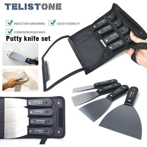 4pcs Portable Putty Knife Scraper Blade 1.5" 2.5" 3" 4"Wall Shovel Carbon Steel Plastic Handle Construction Tool