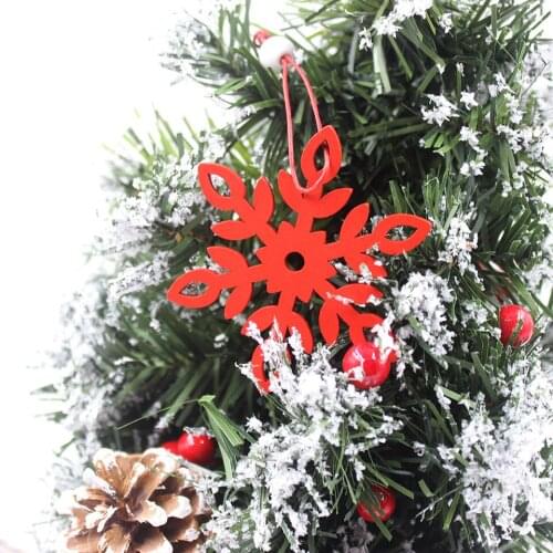6Pcs Creative Wooden Snowflakes Christmas Pendants Ornaments for Christmas Tree Party Decorations Home outdoor Kids Gift