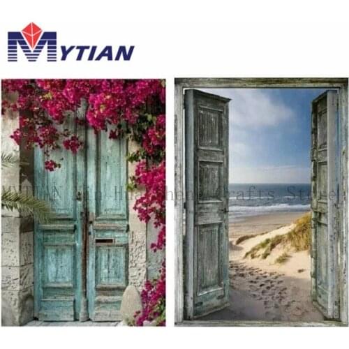 Diamond Painting Full Drill Diamond Picture Door Seaside Wall Sticker DIY Diamond Mosaic Picture Rhinestone Home Decoration Gift