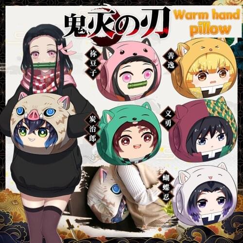 Anime surrounding cartoon shape Demon Slayer Blade Nidou Tanjiro Inosuke Yanzhu Hand-warming Pillow Covering Hand Pillow