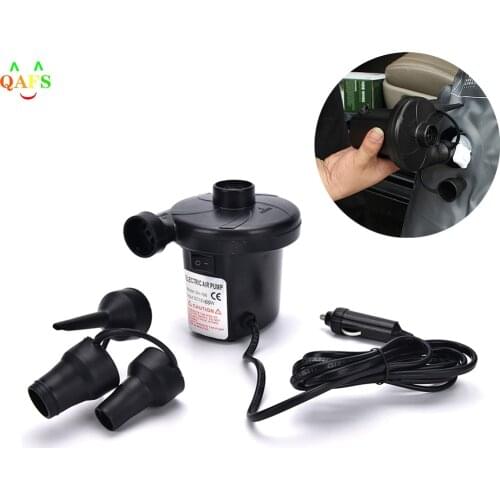 12V Car Inflatable Pump Car Auto DC Electric Air Pump Inflator + 3 Nozzles AirBed Mattress Boat High Quality
