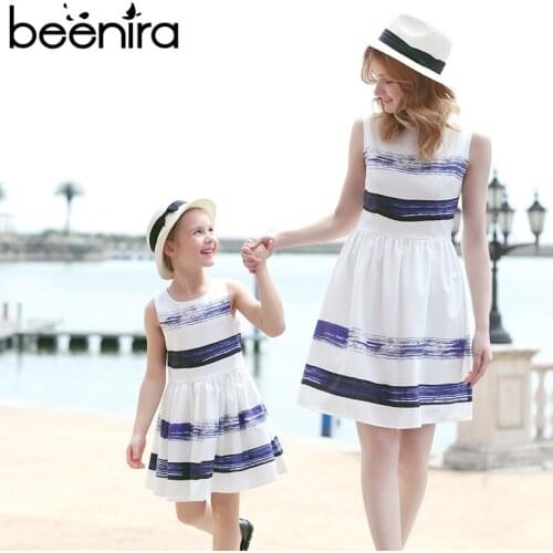 Beenira 2020 Striped Dress European and American Style Family Matching Outfits Mother Or Daughter Dress Sleeveless Party Dress