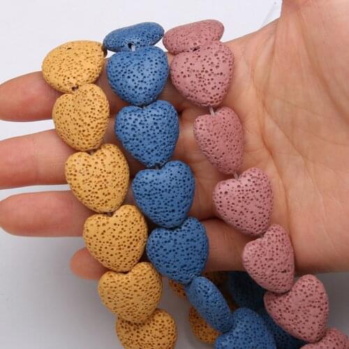 20Pcs Natural Stone Beads Heart-shaped Volcanic Loose Beads For Jewelry Making DIY Necklace Bracelet Handiwork Craft Accessory