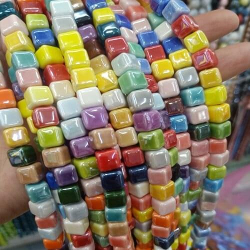 20pcs Mix Color Square Shape 8mm Ceramic Beads For Jewelry Making DIY Loose Ceramics Bead Bracelet Necklace Accessories