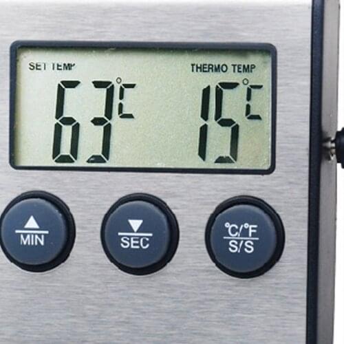 Digital Kitchen Thermometer LCD Display Long Probe for Grill Oven Food Meat Cooking Alarm Timer Measuring Tools