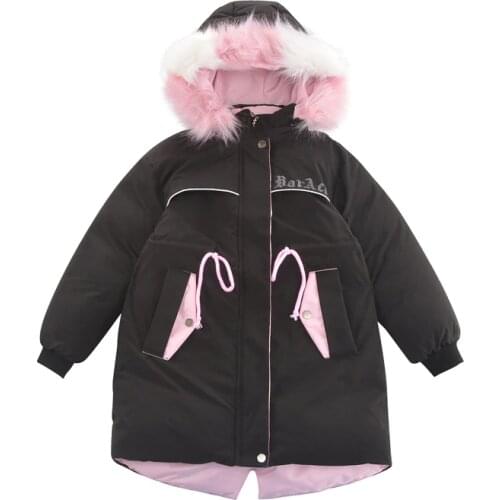 Winter Girls Jacket For Girls Coat Fur collar Kids Hooded Outerwear Coat For Girls Clothes Children Jacket kids Snowsuit4 -12 Y