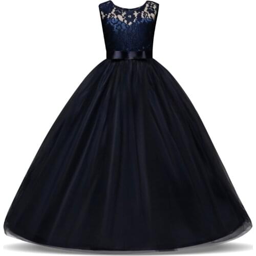 5-14 Years Kids Dress for Girls Wedding Tulle Lace Long Girl Dress Elegant Princess Party Pageant Formal Gown for Teen Children