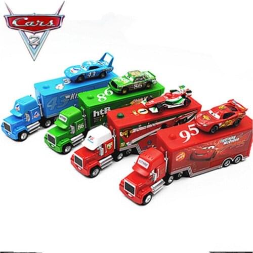 Disney New Pixar Cars Lightning McQueen Mack Uncle Truck & Racer Diecast Metal Alloy Toys Car Birthday Christmas Gift For Boys