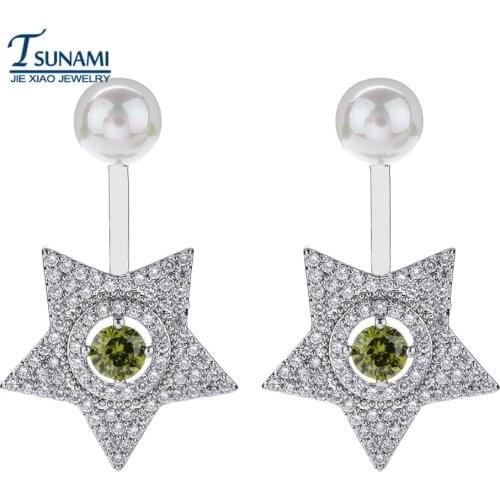 Famous brand star pearl zircon nail A jewelry gift for women/girls parties ER-176