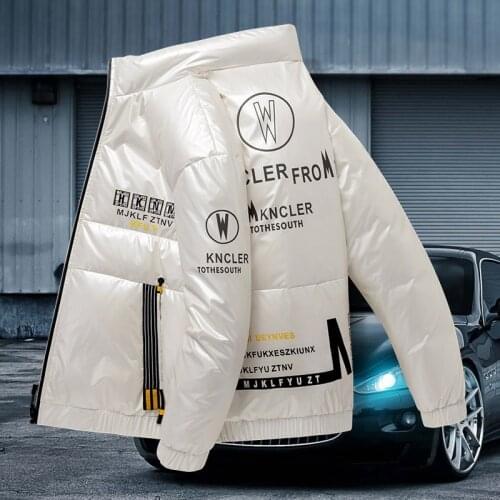 Short Glossy Printed Letter Padded Jacket Mens Winter New Slim Padded Jacket Men Winter Coat Men Jackets Jackets and Coats