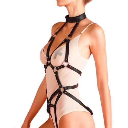 Leather Harness Women Bra Bondage Lingerie Fashion Sexy Full Body Harness Punk Garter Straps Suspenders Goth Accessories