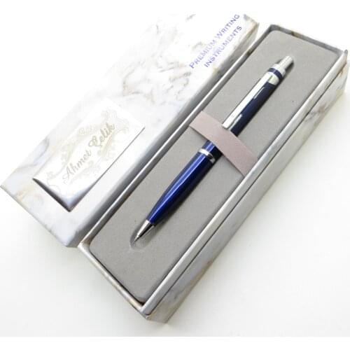 Wings Marble V238 Navy Blue Lacquer Chrome Versatil, Tip Pen | İsme Special Pen | Gift Pen