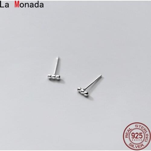 La Monada Women Silver Earrings 925 Stud Ball Beans Earrings For Girls Stud Earrings Korean Women Jewelry Minimalist Female