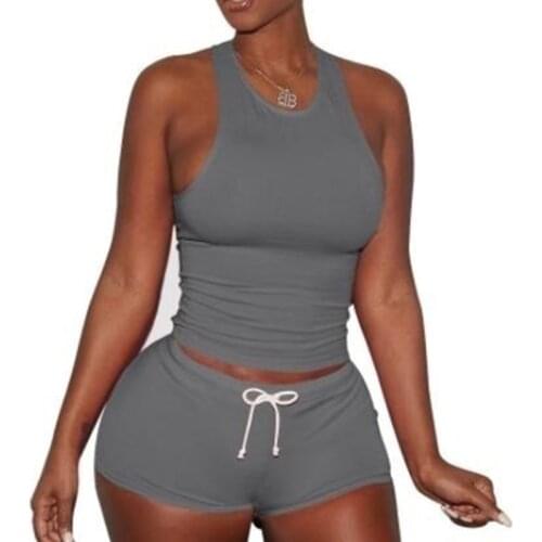 Summer Women Tracksuit Sexy Sleeveless Vest Top + Shorts 2 Piece Set Casual Sports Jogging Woman Outfits Dropshipping