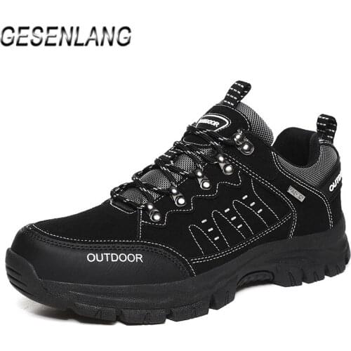 Mens Outdoor Hiking Shoes Male Big Size Cushioning Anti-Slip Wearable Mountain Climbing Hunting Trekking Casual Trail Sneakers
