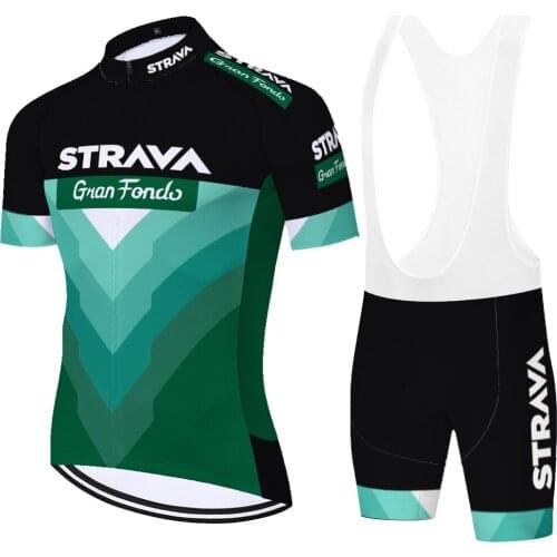 New team Strava maillot cyclisme short sleeve quick dry 20D breathable cycilng shorts set Summer completi ciclismo estivo uomo