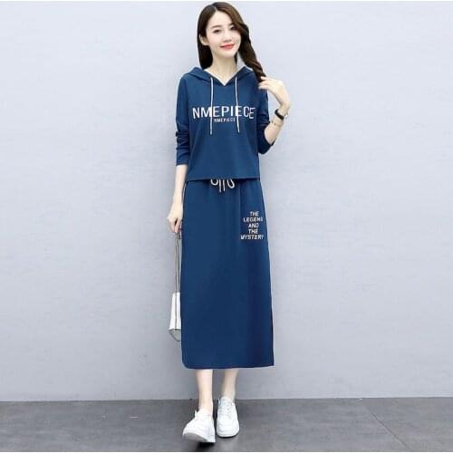 2021 Spring Autumn New Womens Set Skirt Large Size Slim Loose Women Clothing Set Fashion Temperament Two Piece Skirt Indie Folk