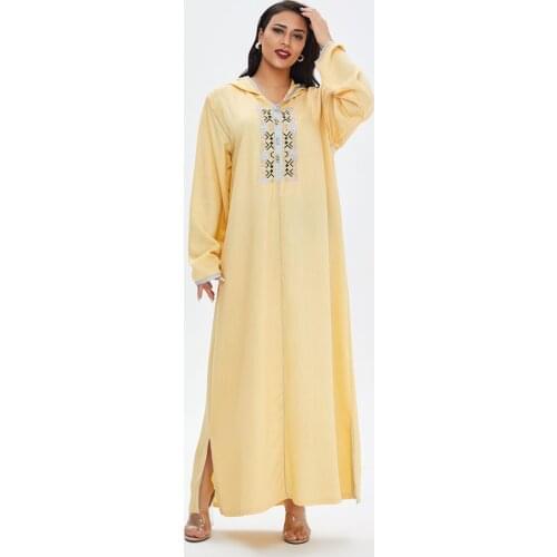 New Ramadan Eid Hooded Abaya Dubai Muslim Arabic Dress Womens Islam Clothing Robe Longue Jelaba Femme Musulman Kaftan F2840