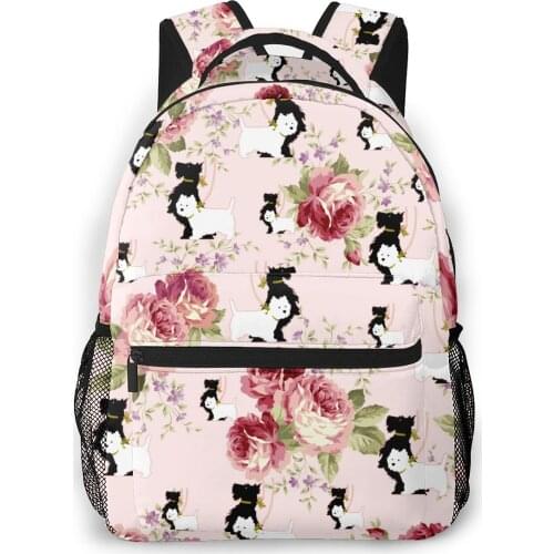 New Westie Backpack Fashion Women School Backpack Women Floral Backpack Personalized School Bag For Teenage Girl Mochilas Female