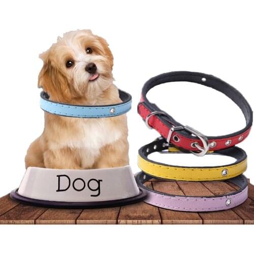 Pet Dog Collar Adjustable Multi-size Leather PU Accessories Small and Medium-sized Cat and Dog Collar Multicolor Pet Supplies