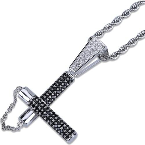 OMYFUN Customized Men Nunchucks Necklace 3A CZ Iced Pave Hiphop Jewelry Rapper Pendant & Necklace Karate Stick Accessory Popular