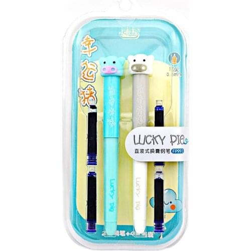Kawaii Cartoon Fountain Pen Little White Dot FP993 Lucky Pig Children Student School Learning Writing Stationery ink pen