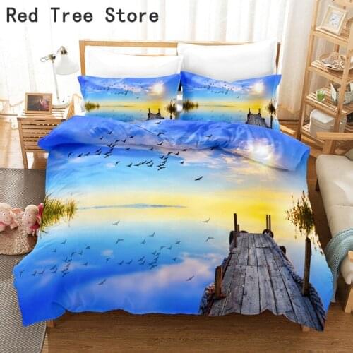 Scenery Landscape 3D Print Bedding Set Twin Full Single Double Size Duvet Cover for Kids Adult Microfiber Bedspread Bed Linen