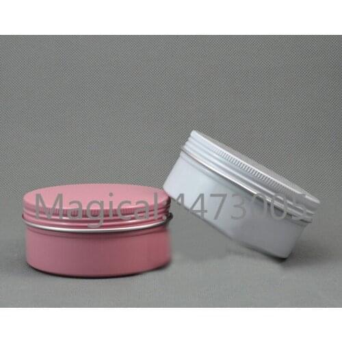 150gML refillable box white/pink empty round aluminum metal tin cans bottle cosmetic cream box aromatherapy DIY jar Aluminum Pot