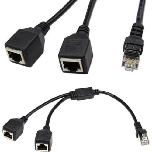 RJ45 Splitter 1 Male to 2 Female Socket LAN Ethernet Network Splitter Y Stable Transmission Cat5e Cat6 Easy Adapter Cable