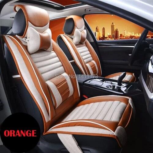 Luxury 5 seats 3 color universal car seat cushion sets quality linen & PU car seat covers front & rear seat supports 9 PCS/set