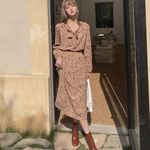 Spring Summer 2021 Dress V-Neck A-Line Streetwear Long Sleeve Blue Party Women Beach Style Vintage Clothes Print Vestidos Mujer