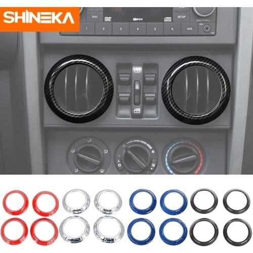 SHINEKA Interior Mouldings For Jeep Wrangler JK 2007-2010 Air Conditioning Outlet Vent Decoration Ring Sticker For Jeep Wrangler