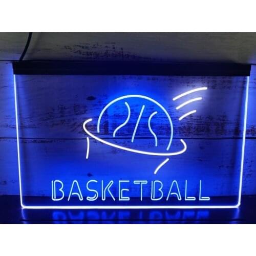 SS142 Basketball Sport Man Cave Bar Room Dual Color LED Neon Sign
