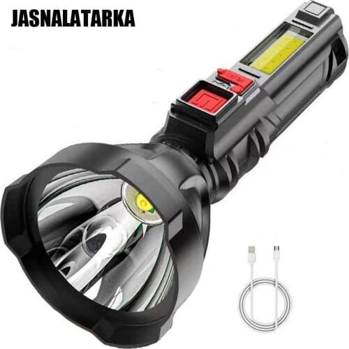 High Power Led Flashlight COB Side Light Powerful Flashlights USB Rechargeable Camping Outdoor Hiking Fishing Lamp Torch Lantern