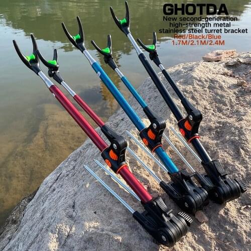 1.7-2.4M Telescopic Fishing Bracket Rod Holder Bracket Support Stand Fishing Tool Foldable Angler Gadget For Pole