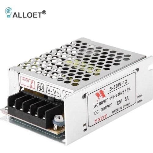 AC 90-260V to DC 12V 5A 60W Lighting Transformer LED Driver Switch Power Supply Adapter for LED Strip Light