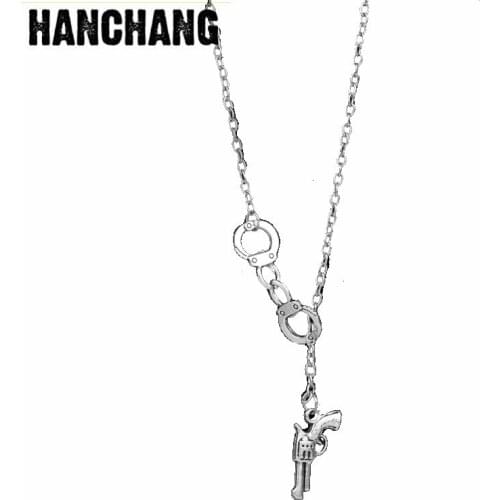 Fashion Freedom Handcuff Pistol Gun Pendant Necklace Women Creative Chocker Necklace