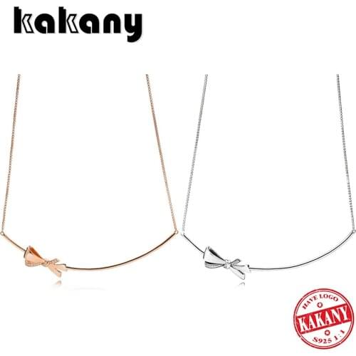 Original 925 Sterling Silver High Quality 1:1 Romantic Bow Necklace Gift For Women Womens Fashion Womens Jewelry