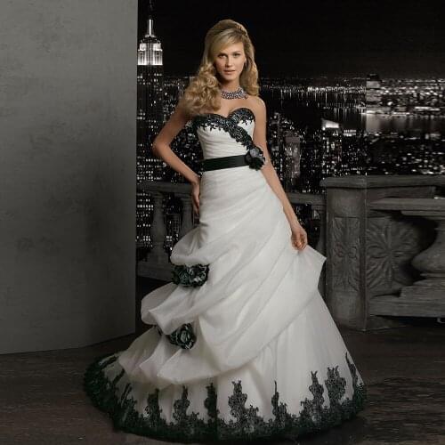 Sweetheart Neck Lace Up Black Beaded Appliques Flowers Pleat Organza Princess Wedding Dresses Aliexpress Login Robe Mariee