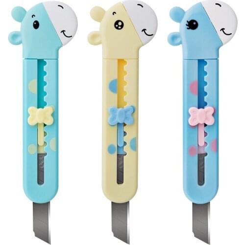 1pc Deli Mini Cartoon Pictures Letter Opener Office Utility Knife Box Cutter Safety Crafting Tools and Supplies