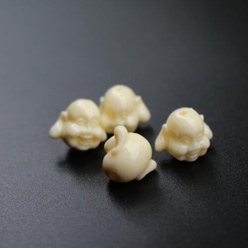 10Pcs 3D Artificial Coral beads Laughing Maitreya Buddha Beige Color for Bracelet Earring Necklace Jewelry Making DIY