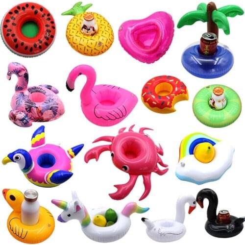 15/20pcs Not repeating Mini fanny Inflatable Red Flamingo Floating Drink Cup Holder Swimming Pool Bathing Beach Party Toy Boia