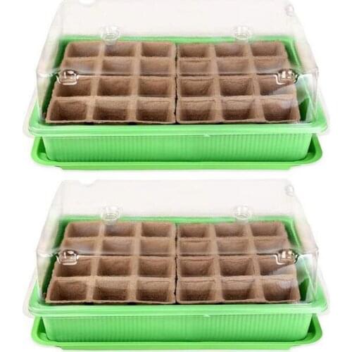 24 Cells Gardening Mini Breathable Lids Planting Seed Kit Plant Plastic Germination Box Flower Succulent Nursery Tray Pots G2