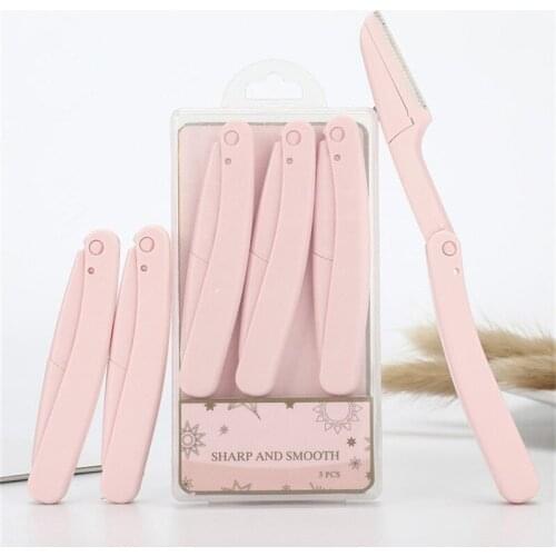 3Pcs Eyebrow Epilator Folding Eyebrow Trimmer Safety Scraping Eyebrow Razor Beauty Dermaplaning Tool Eyebrow Scissors