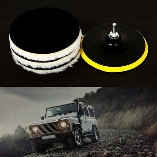 Wool Polishing Pads 3pcs Sticky Disc Rod 4Inch Buffing Polishing Pads Wool Wheel Mop Kit For Glass Car Polisher Drill