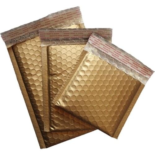 30Pcs 4 Sizes Matte Gold Mailing Envelope Bags Waterproof Courier Bags Shockproof Bubble Mailers Padded Bubble Envelopes Bag