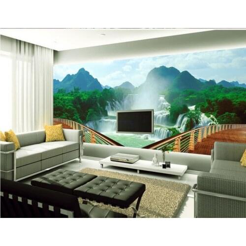 3D waterfall landscape painting living room background wall mural 3d wallpaper room modern wallpaper